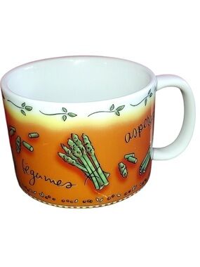 VINTAGE MSC Illustration by Jocha Orange Vegetable Asparagus Legumes Soup Mug